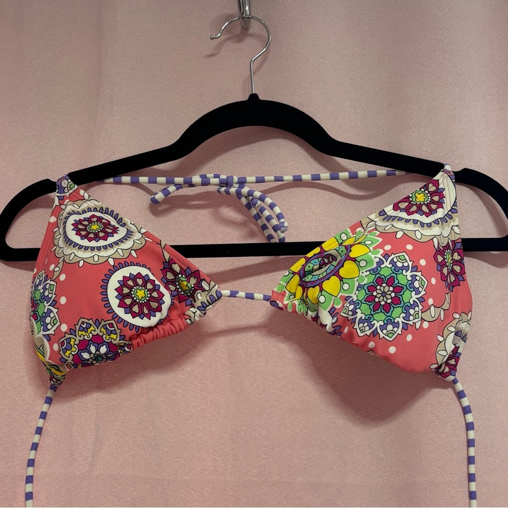 Floral Pink String Bikini Top and Bottom